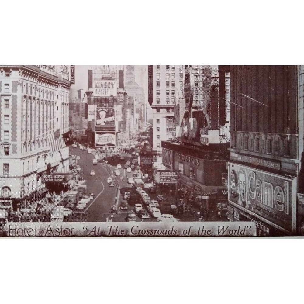 Hotel Aster Postcard New York City Camel Cigarettes Pepsi-Cola Sign RPPC Unused